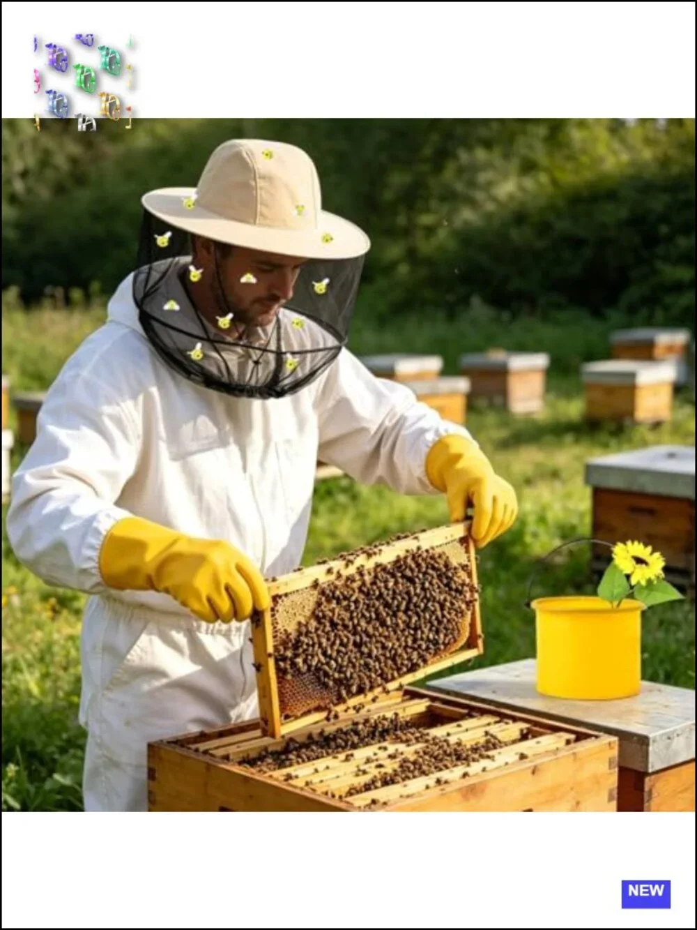 Adult Beekeeper Halloween Costume Set with Hat Gloves Accessories